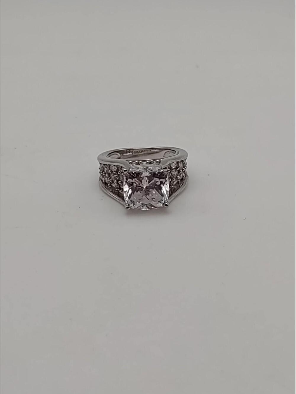 JTX Bella Luce Rhodium Over 925 CZ Cocktail Ring Sz 5